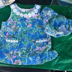 Lilly Pulitzer Blue and Pink Floral Diaper Cover Set